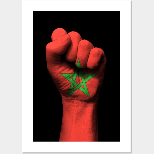 Flag of Morocco on a Raised Clenched Fist Wall Art by jeffbartels